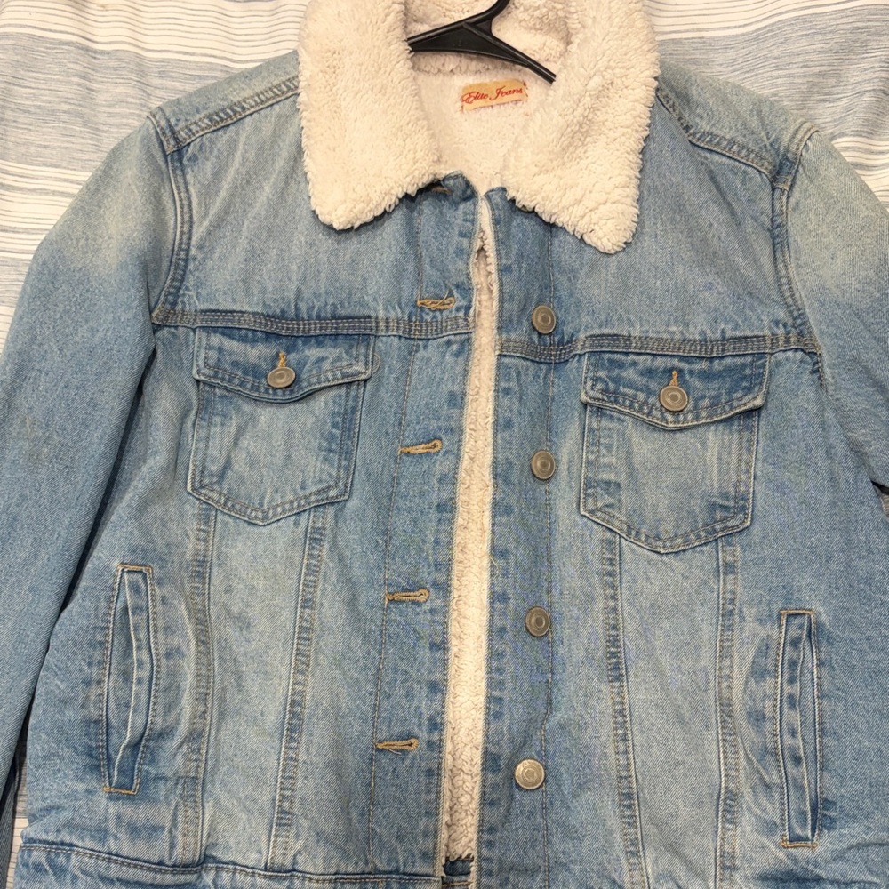 Women's Blue Jean Jacket with Sherpa Lining